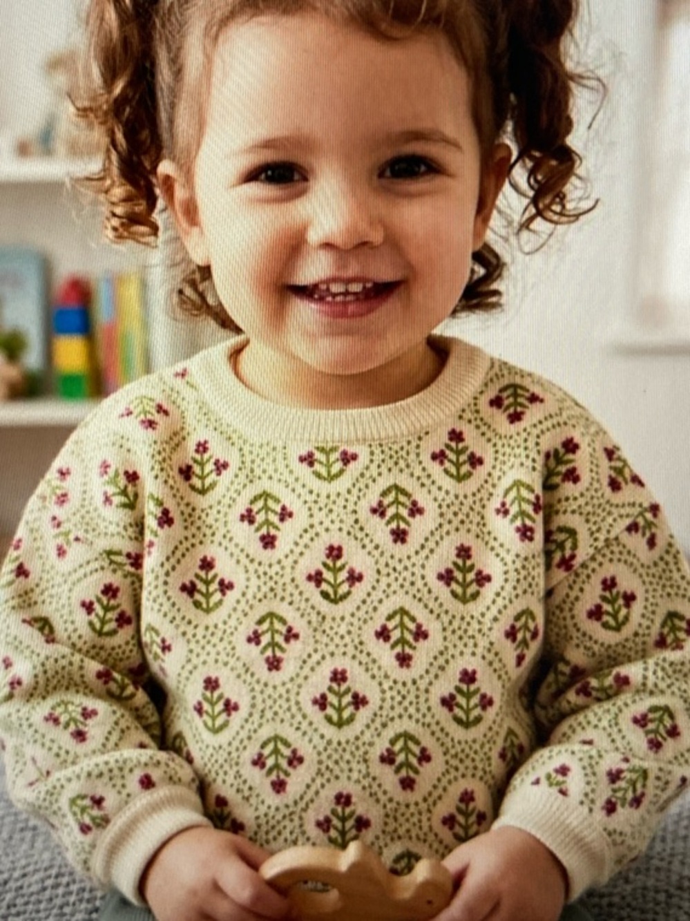 Hanna Andersson Bubble Floral Crewneck Sweatshirt Popover Shirt S656